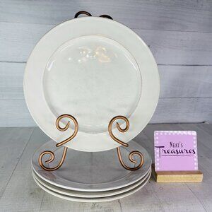 Pottery Barn CAMBRIA Off White Clay Highlights Stonware Small Dinner Plate Set 4